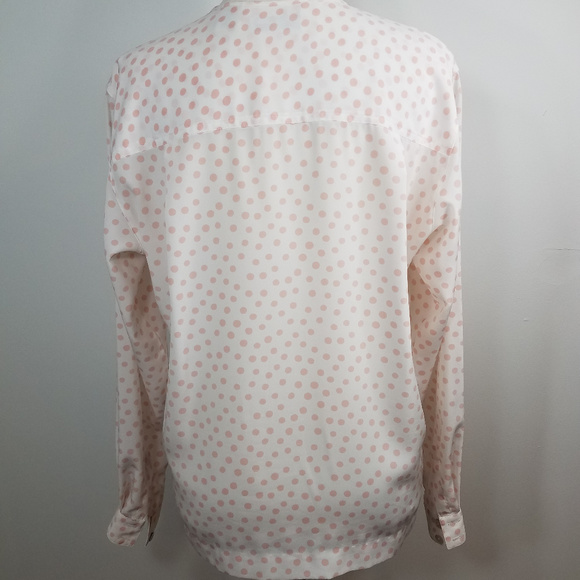 Vintage Liz Claiborne Collection pink white button up Polka Dot Top blouse 6P - Picture 4 of 8